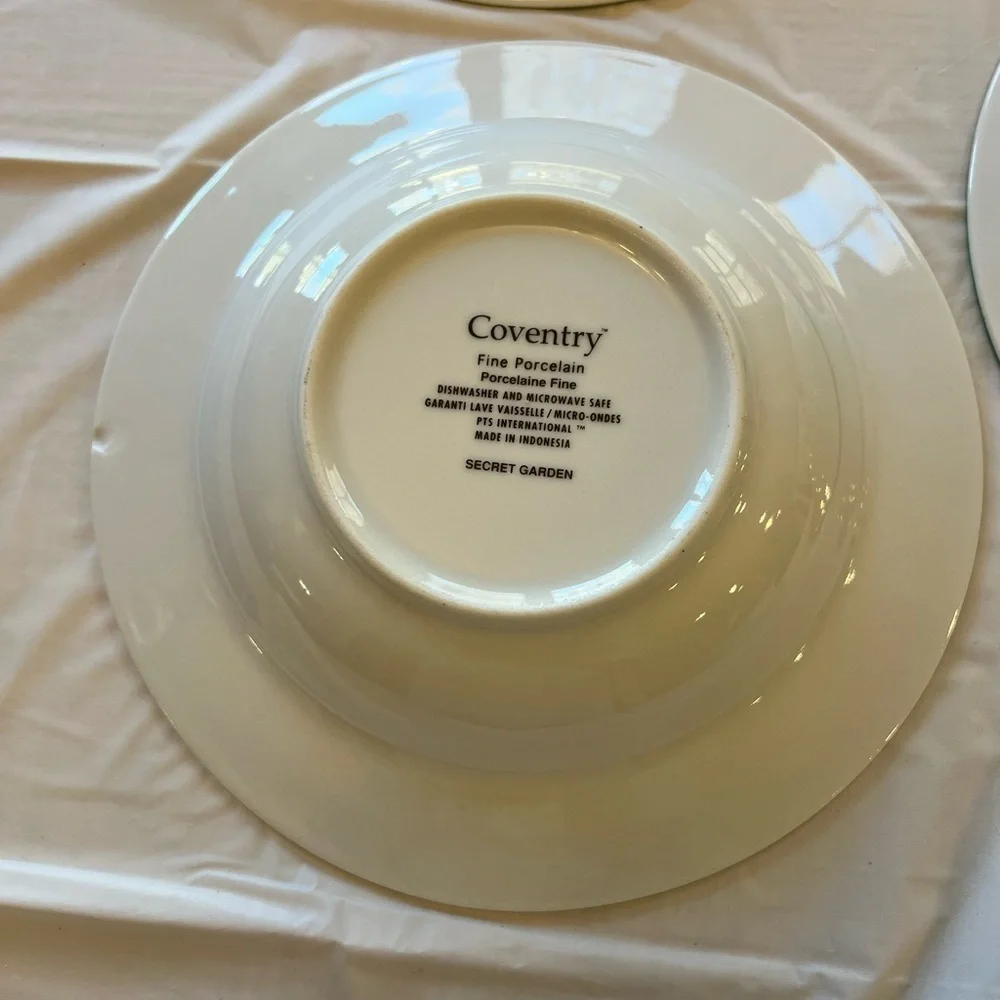 4 Coventry's Secret Garden Fine Porcelain Salad Plate Set.